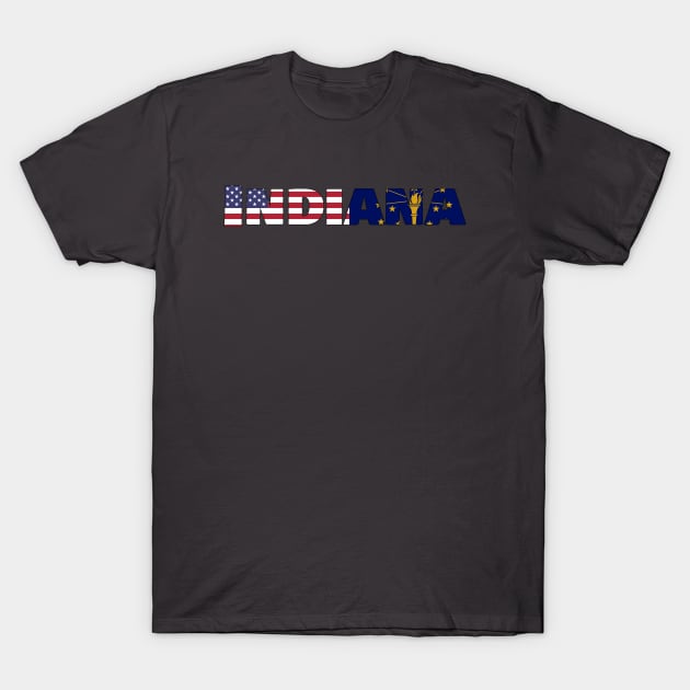 Indiana State Flag/American Flag Logo T-Shirt by ElevenGraphics